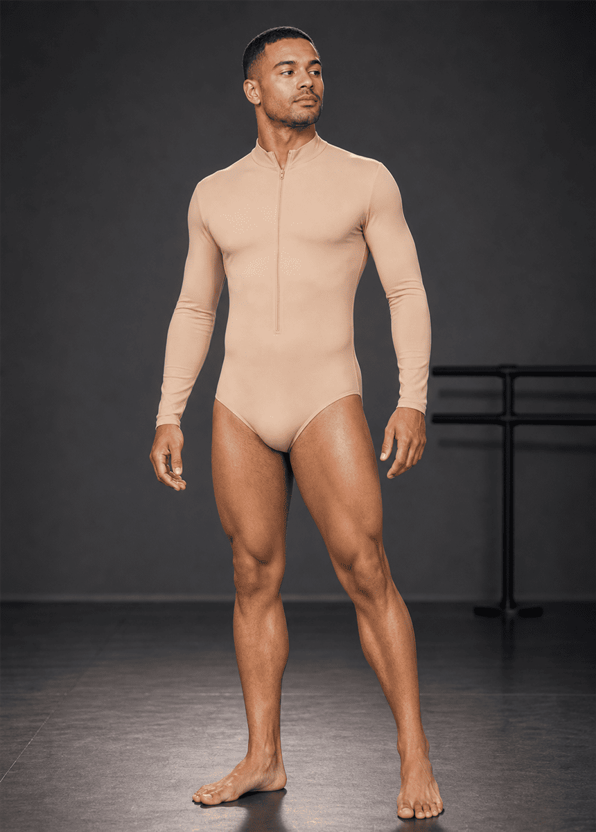 Mens Zip Front Long Sleeve Leotard