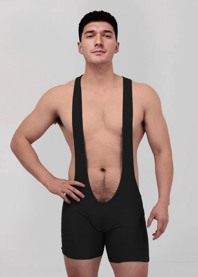 Mens Sexy Spandex Suspender Unitard