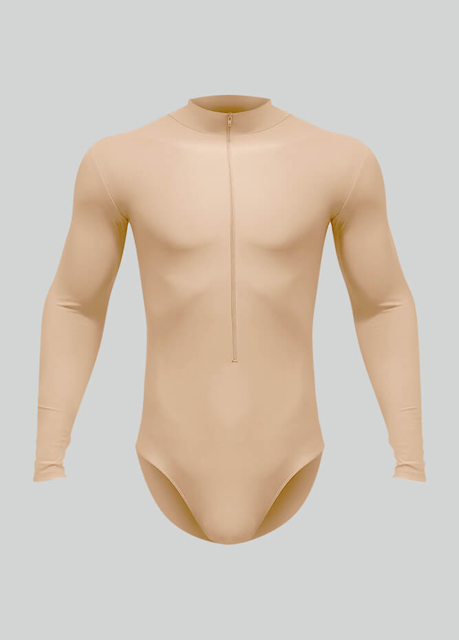 Mens Zip Front Long Sleeve Leotard