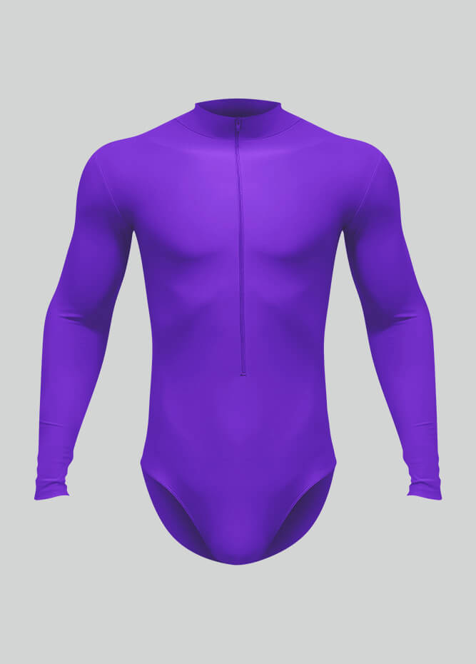 Mens Zip Front Long Sleeve Leotard