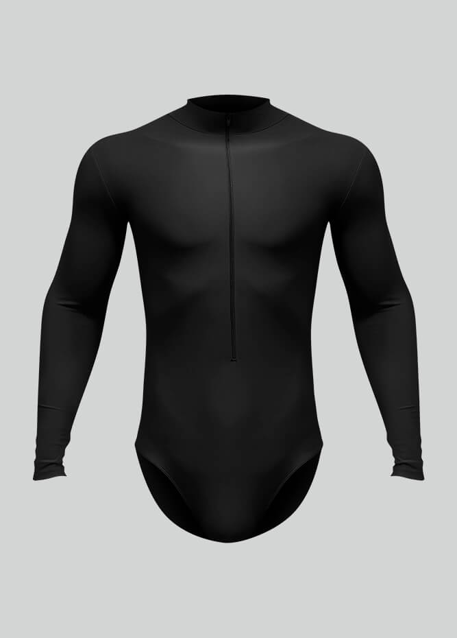 Mens Zip Front Long Sleeve Leotard