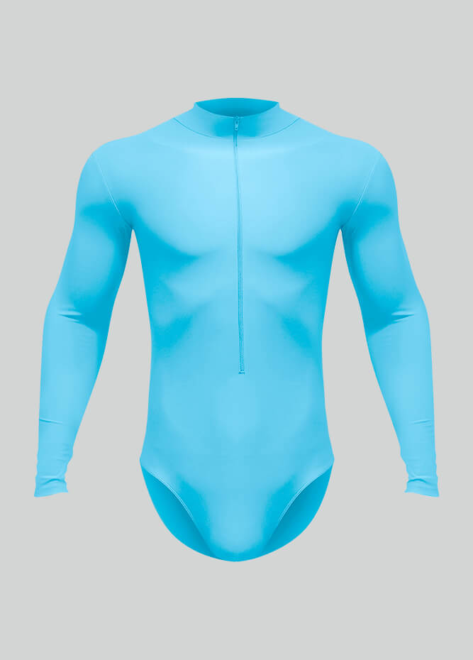 Mens Zip Front Long Sleeve Leotard