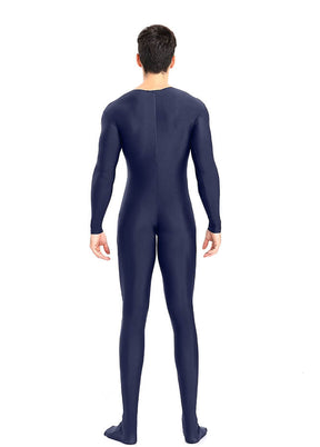 Mens Spandex Long Sleeve Unitard with Footed