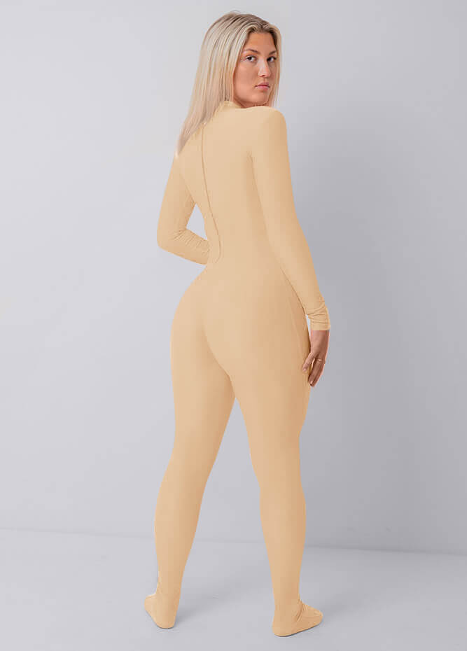 Womens Full Bodysuit One Piece Footed Unitard