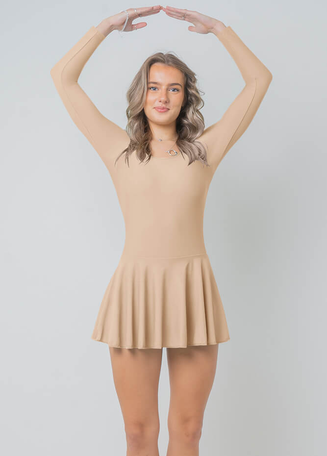 Womens Long Sleeve Skirted Leotard