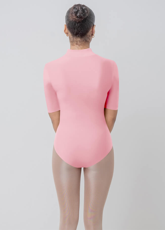 Front Zipper Half-Sleeved Leotard