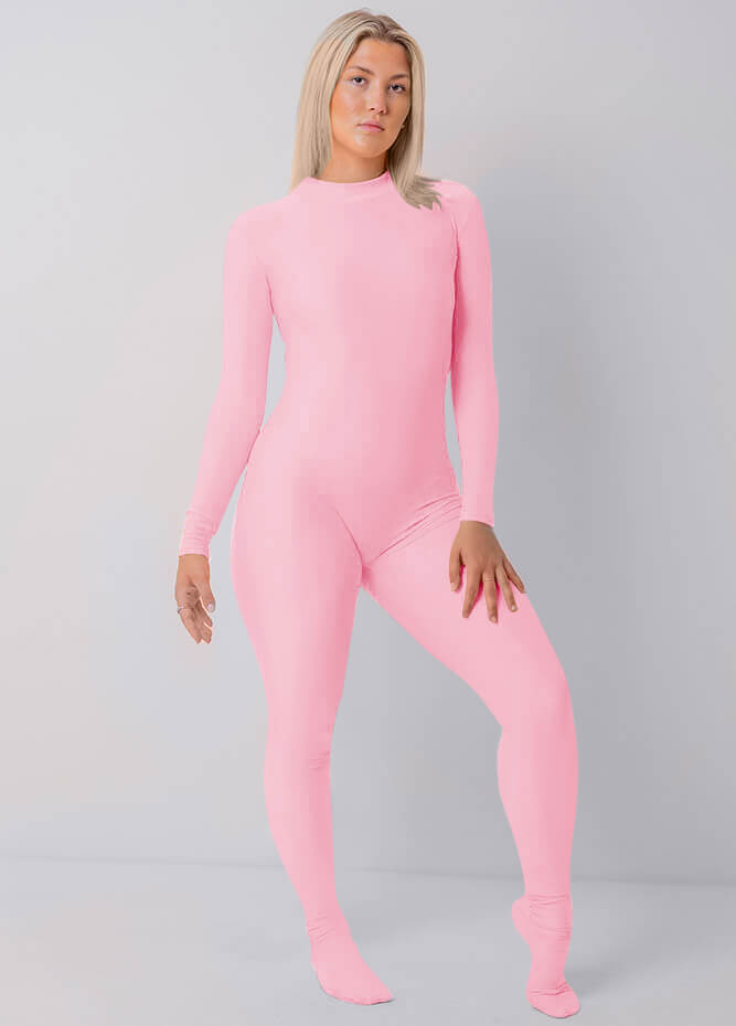 Womens Full Bodysuit One Piece Footed Unitard