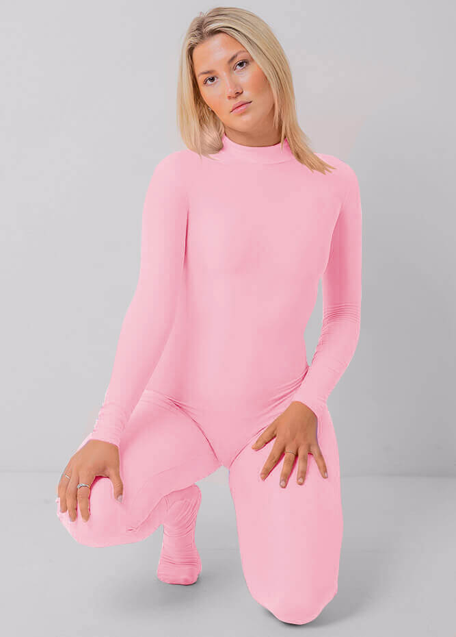 Womens Full Bodysuit One Piece Footed Unitard