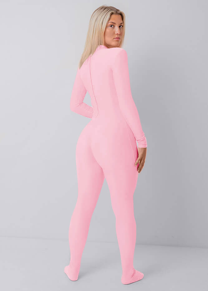 Womens Full Bodysuit One Piece Footed Unitard