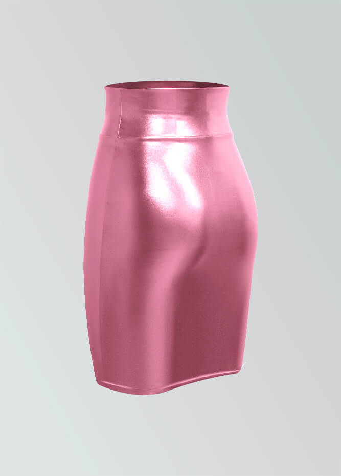 Shiny Metallic High Waist Pencil Skirt