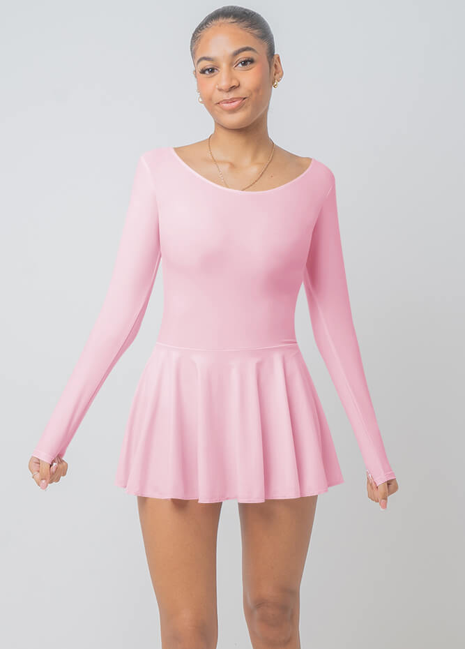 Womens Long Sleeve Skirted Leotard