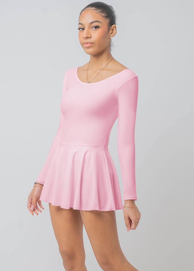 Womens Long Sleeve Skirted Leotard