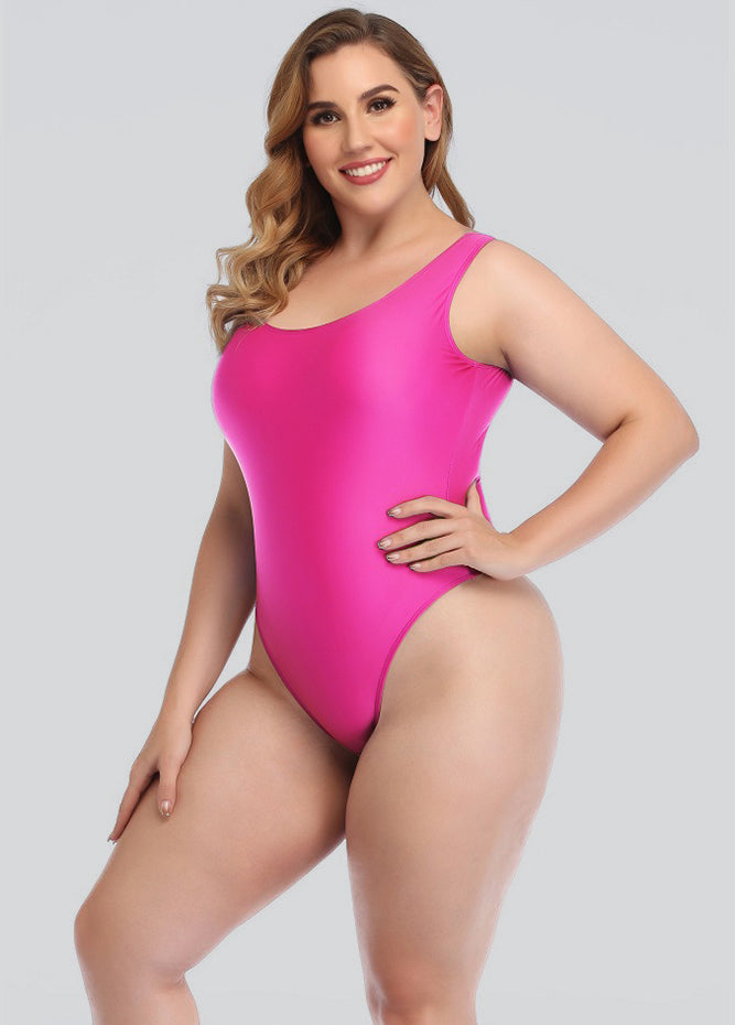 Womens Plus Size High Cut Swimwear with Pads