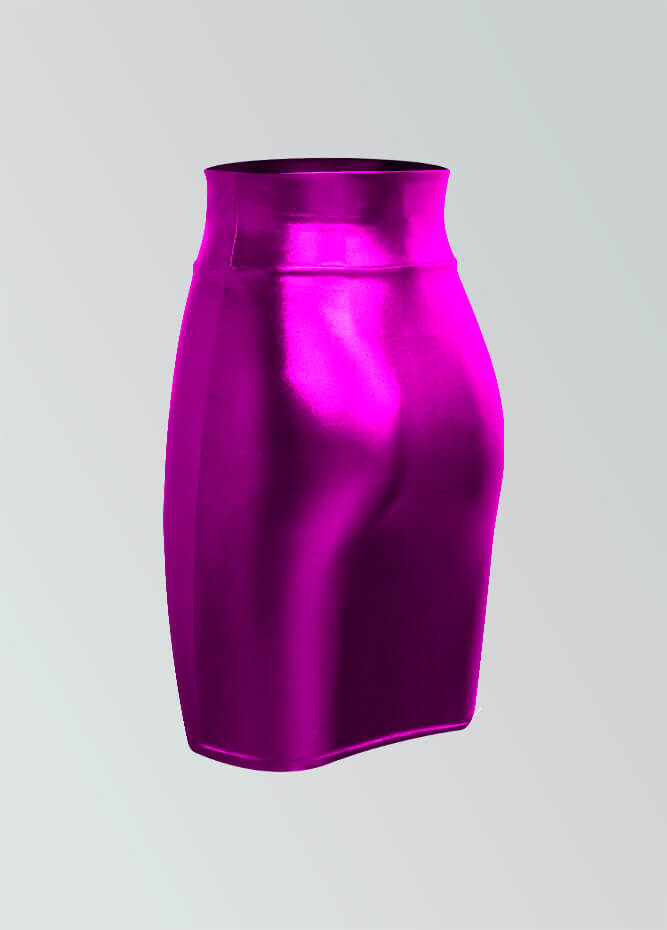 Shiny Metallic High Waist Pencil Skirt