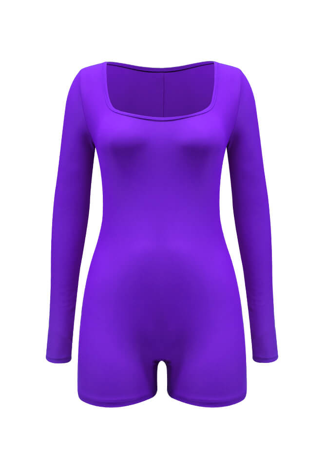 Long Sleeve Spandex Workout Romper Bodysuit