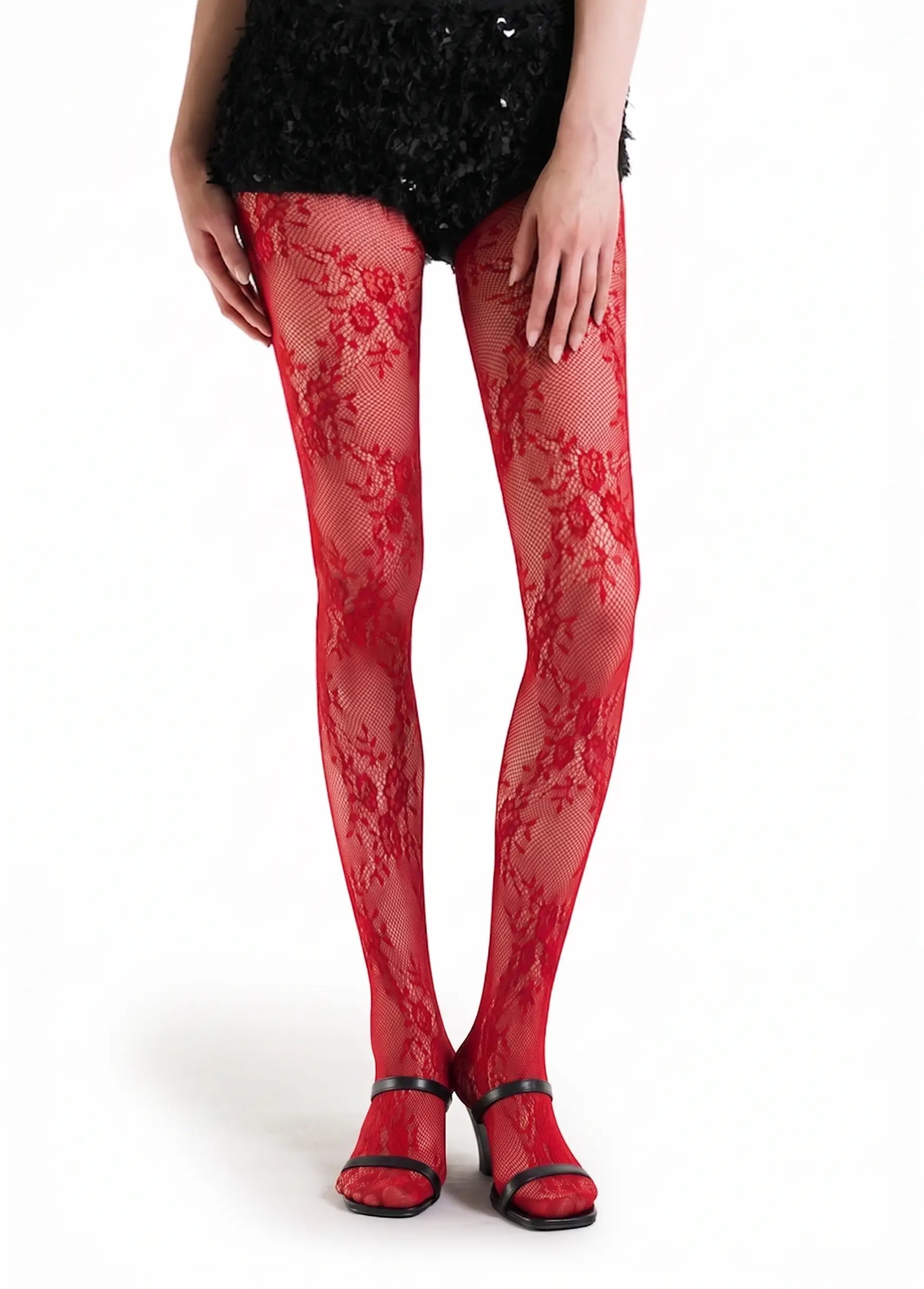 5 Pairs French Retro Floral Lace Tights | Sexy Sheer Fishnet Stockings