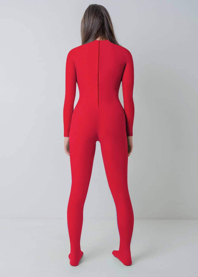 Womens Full Bodysuit One Piece Footed Unitard
