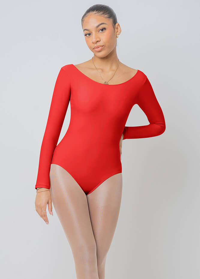 Womens Long Sleeve Scoop Neck Dance Leotard