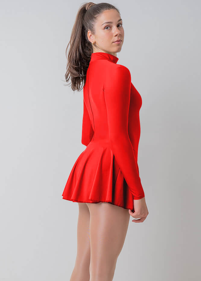 Womens Turtleneck Long Sleeve Dance Leotard with Skirt