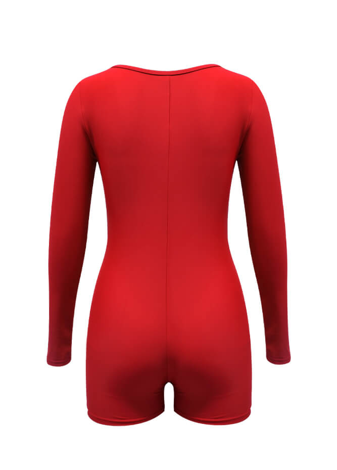 Long Sleeve Spandex Workout Romper Bodysuit
