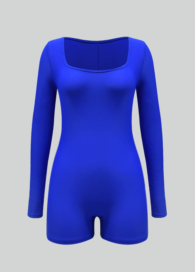 Long Sleeve Spandex Workout Romper Bodysuit