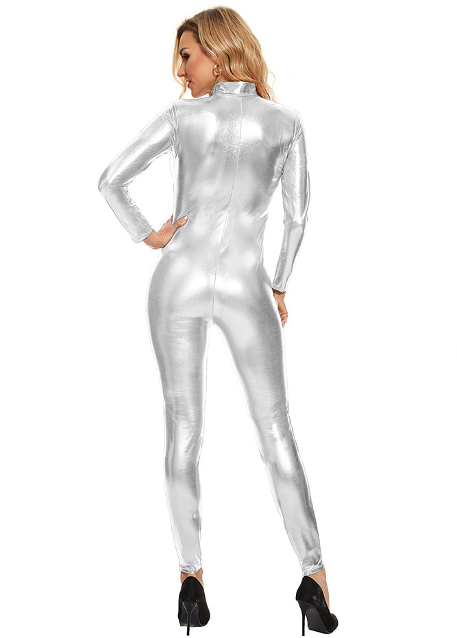 Silver Metallic Catsuit Bodysuit
