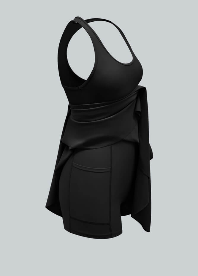 2-in-1 Racer Back Active Dress With Built-in Shorts And Pockets