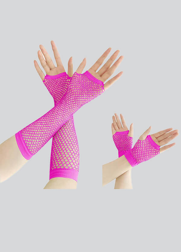 2 Pairs Fingerless 80s Fishnet Gloves Arm Warmers