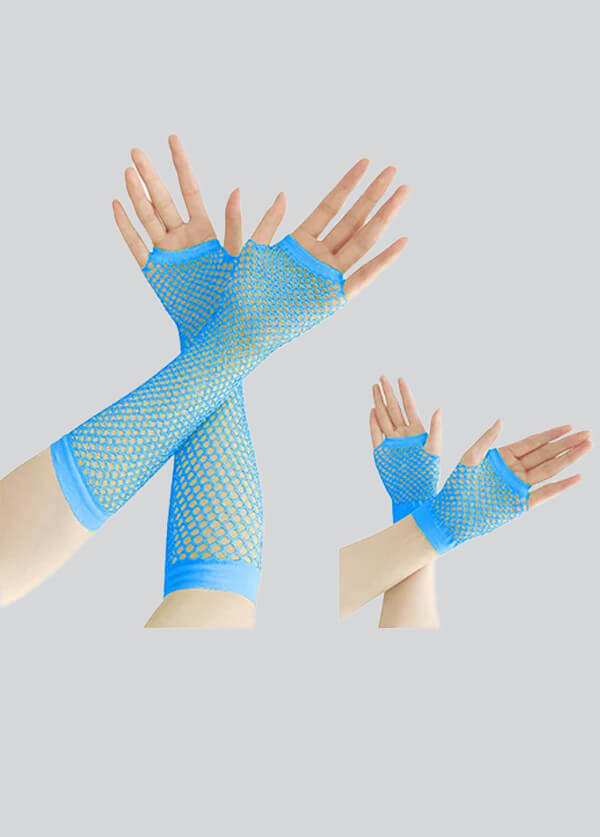 2 Pairs Fingerless 80s Fishnet Gloves Arm Warmers