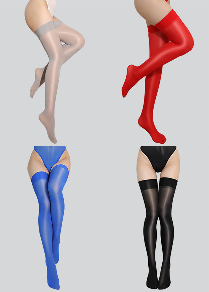 4 Pairs Thin Shaping Reflective Thigh Shiny Stockings