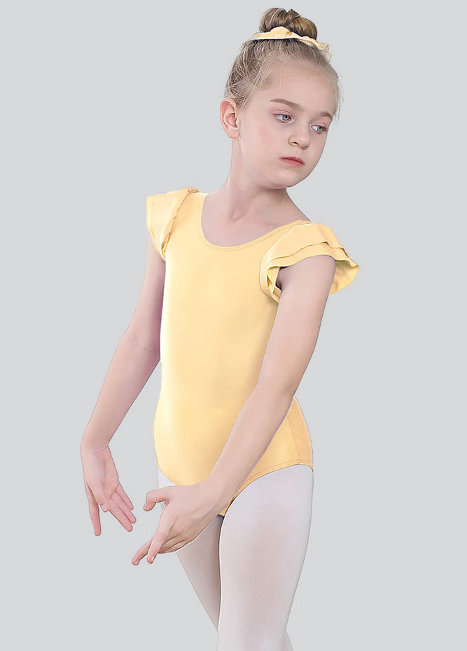 Girls Ruffle Short Sleeve Leotard