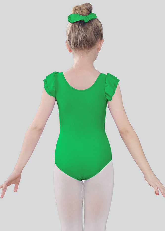 Girls Ruffle Short Sleeve Leotard