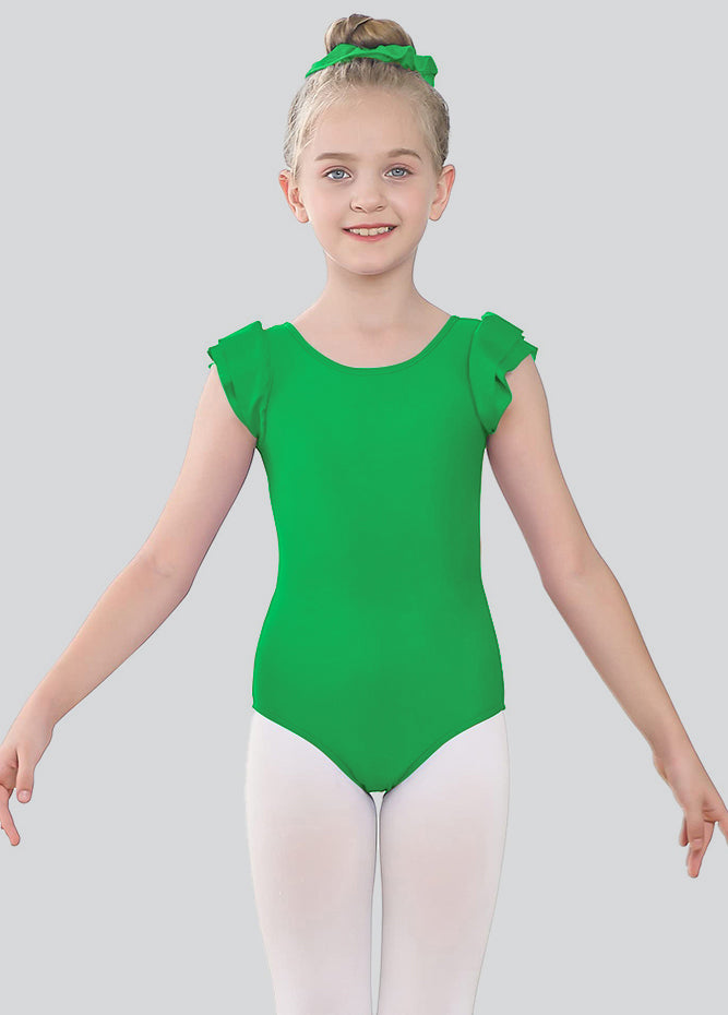 Girls Ruffle Short Sleeve Leotard