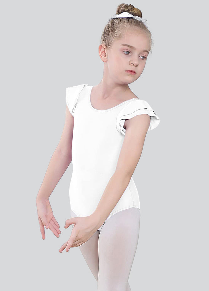 Girls Ruffle Short Sleeve Leotard