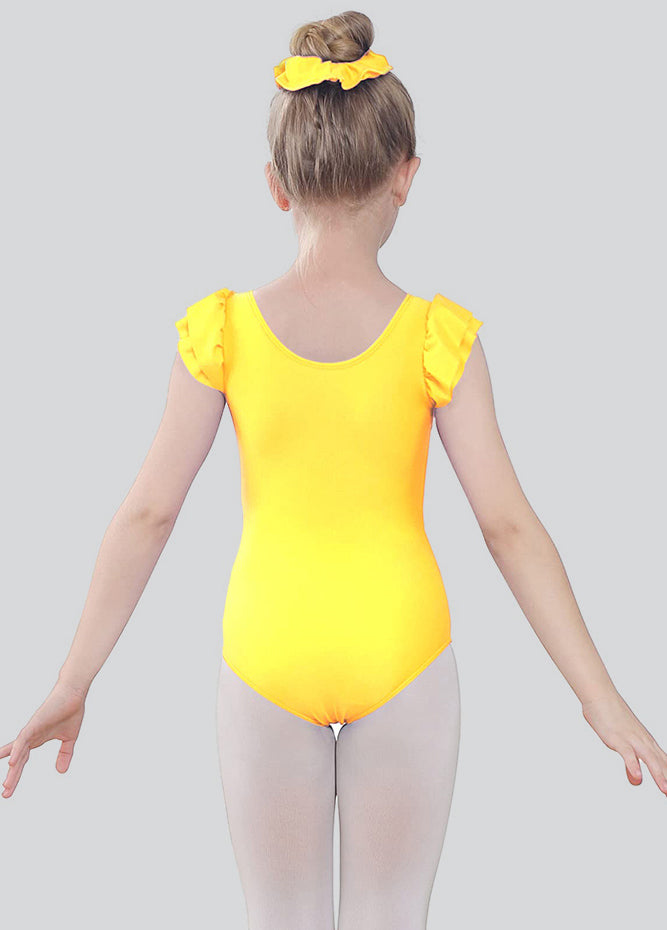Girls Ruffle Short Sleeve Leotard