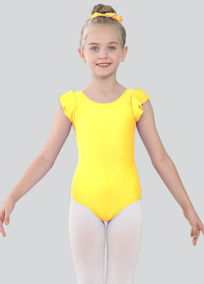 Girls Ruffle Short Sleeve Leotard