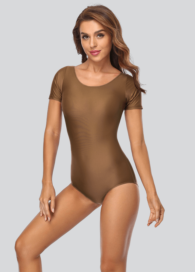 Ladies Bodysuit Short Sleeve Spandex Leotard