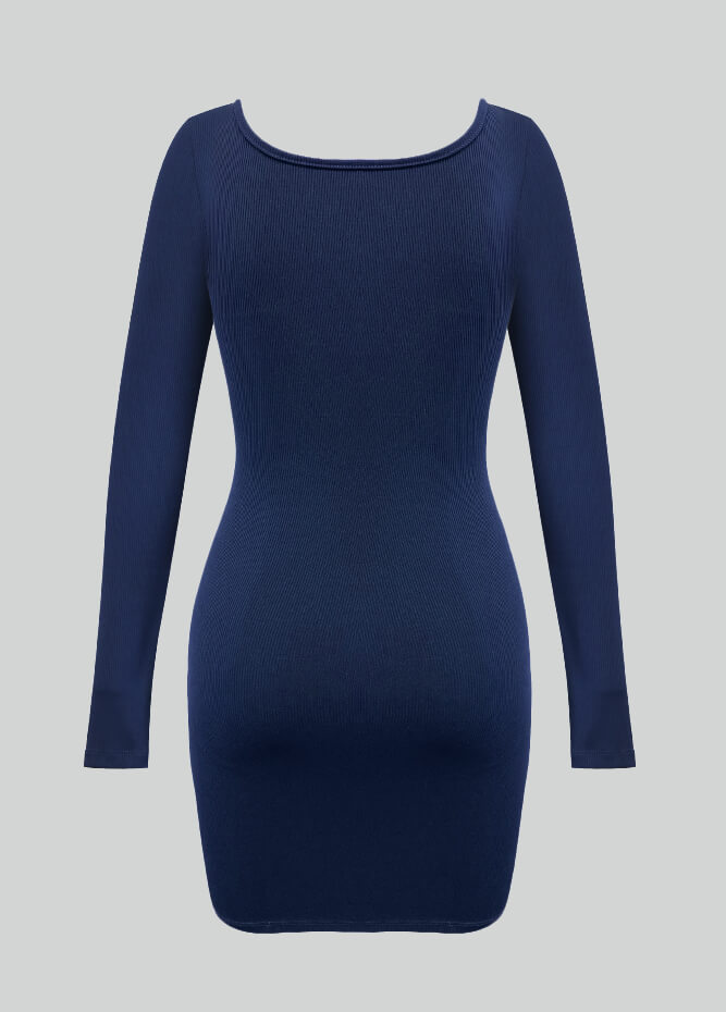 Long Sleeve Ribbed Bodycon Mini Dresses