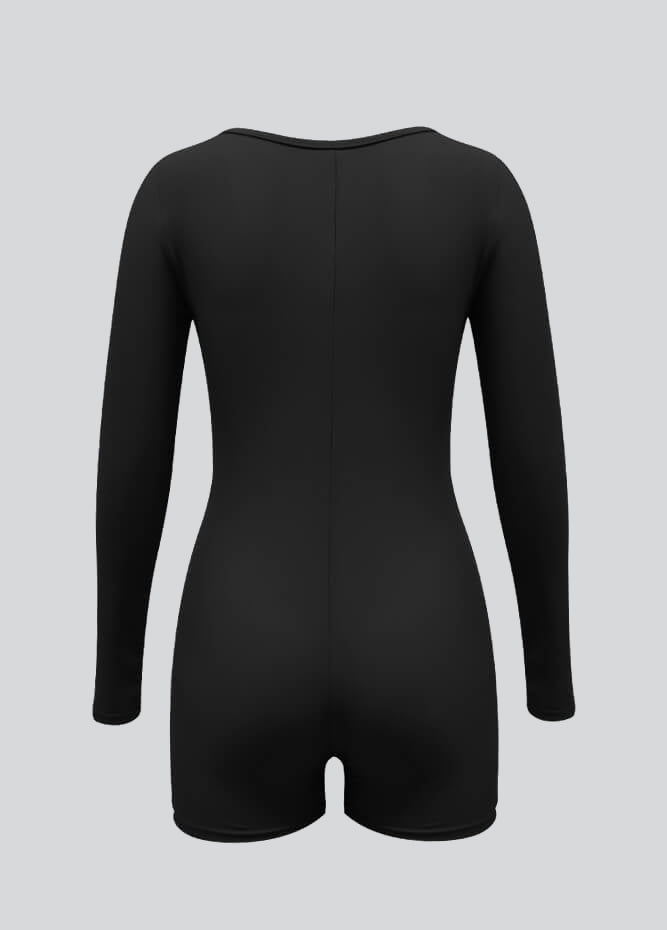 Long Sleeve Spandex Workout Romper Bodysuit