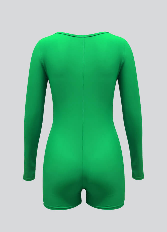 Long Sleeve Spandex Workout Romper Bodysuit