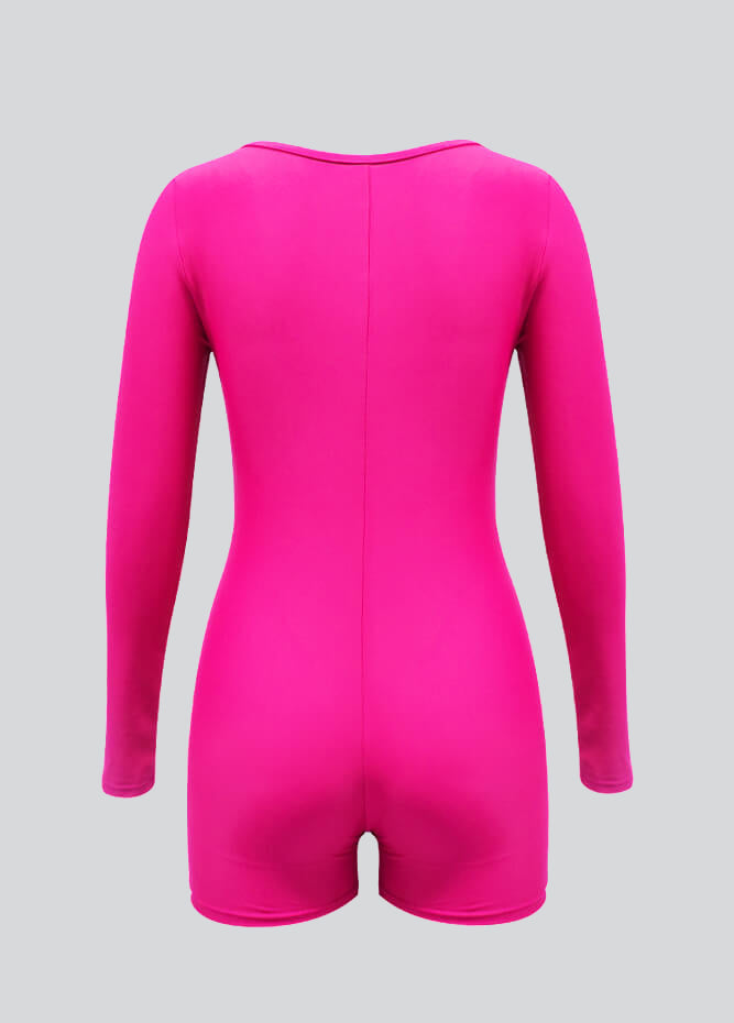Long Sleeve Spandex Workout Romper Bodysuit
