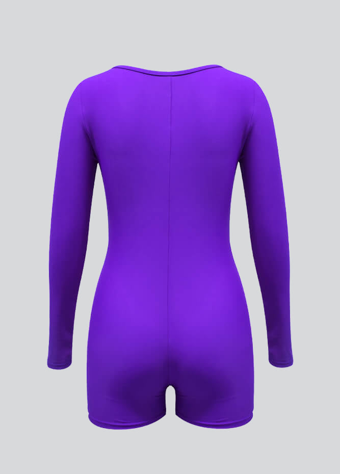 Long Sleeve Spandex Workout Romper Bodysuit