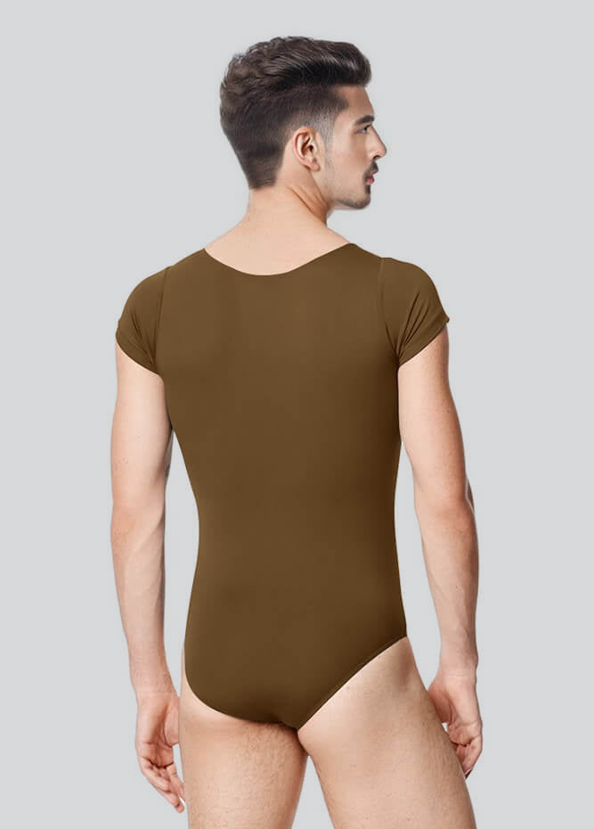 Mens Cap Sleeve Round Neckline Leotard