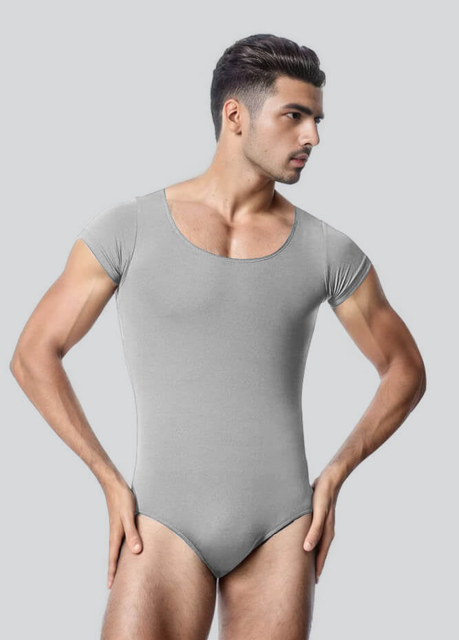 Mens Cap Sleeve Round Neckline Leotard
