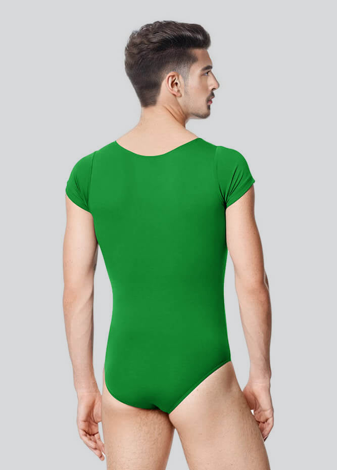 Mens Cap Sleeve Round Neckline Leotard