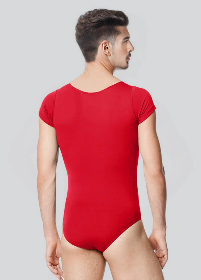 Mens Cap Sleeve Round Neckline Leotard