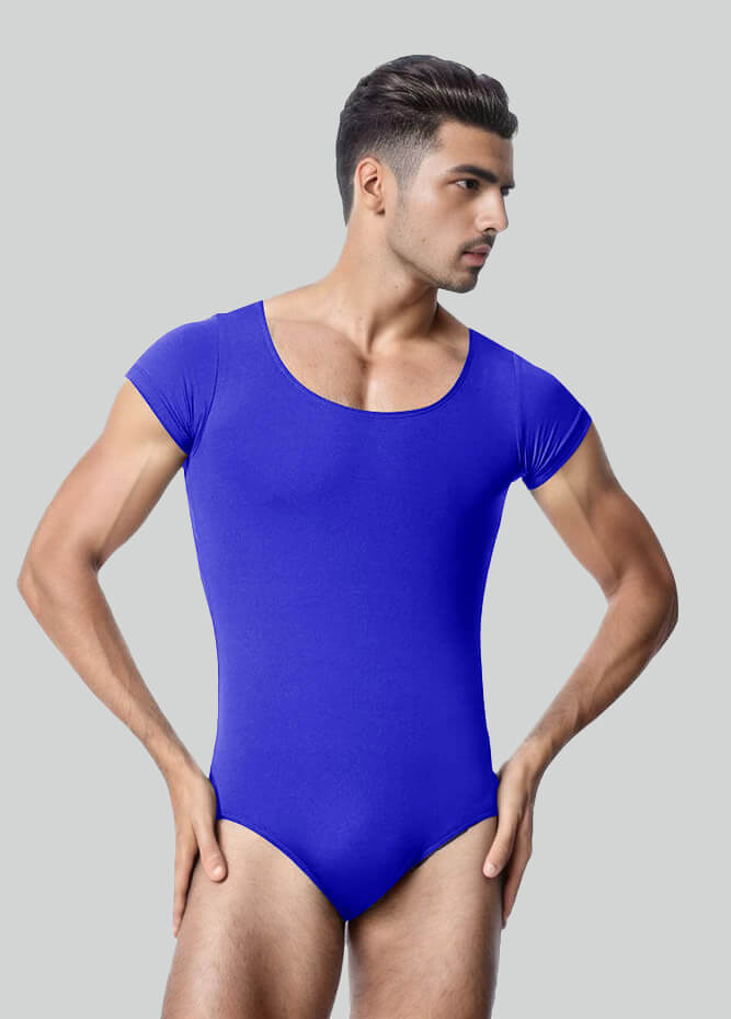 Mens Cap Sleeve Round Neckline Leotard