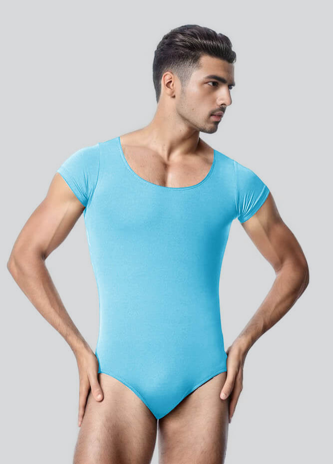 Mens Cap Sleeve Round Neckline Leotard