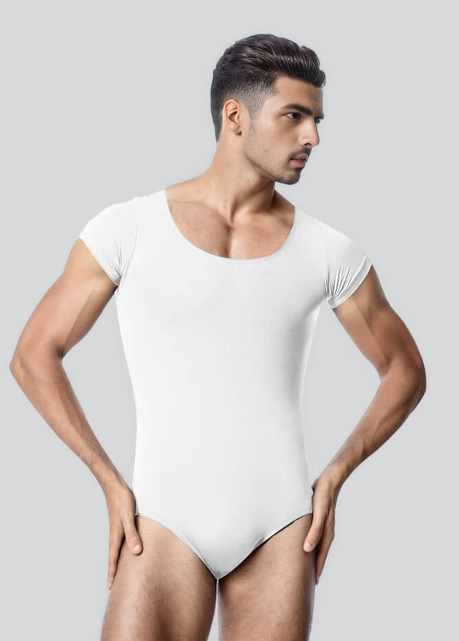 Mens Cap Sleeve Round Neckline Leotard