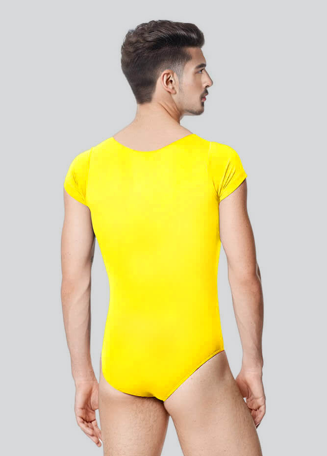 Mens Cap Sleeve Round Neckline Leotard